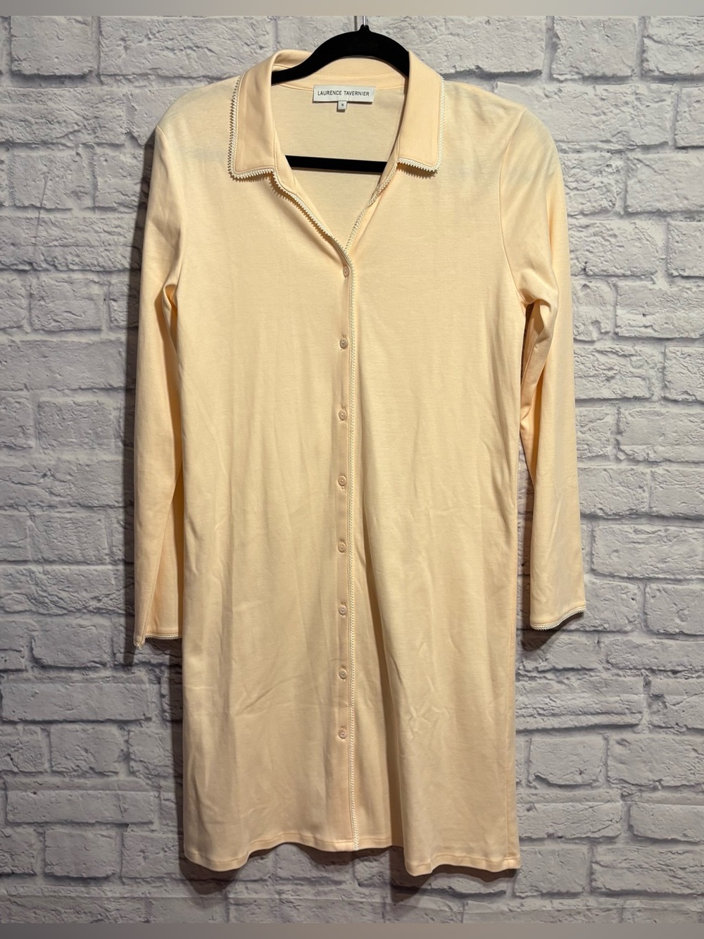 Laurence Tavernier Pale Peach Button-Front Night Shirt Small